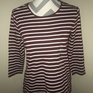 Charter Club Long Sleeve Gold & Red Strip